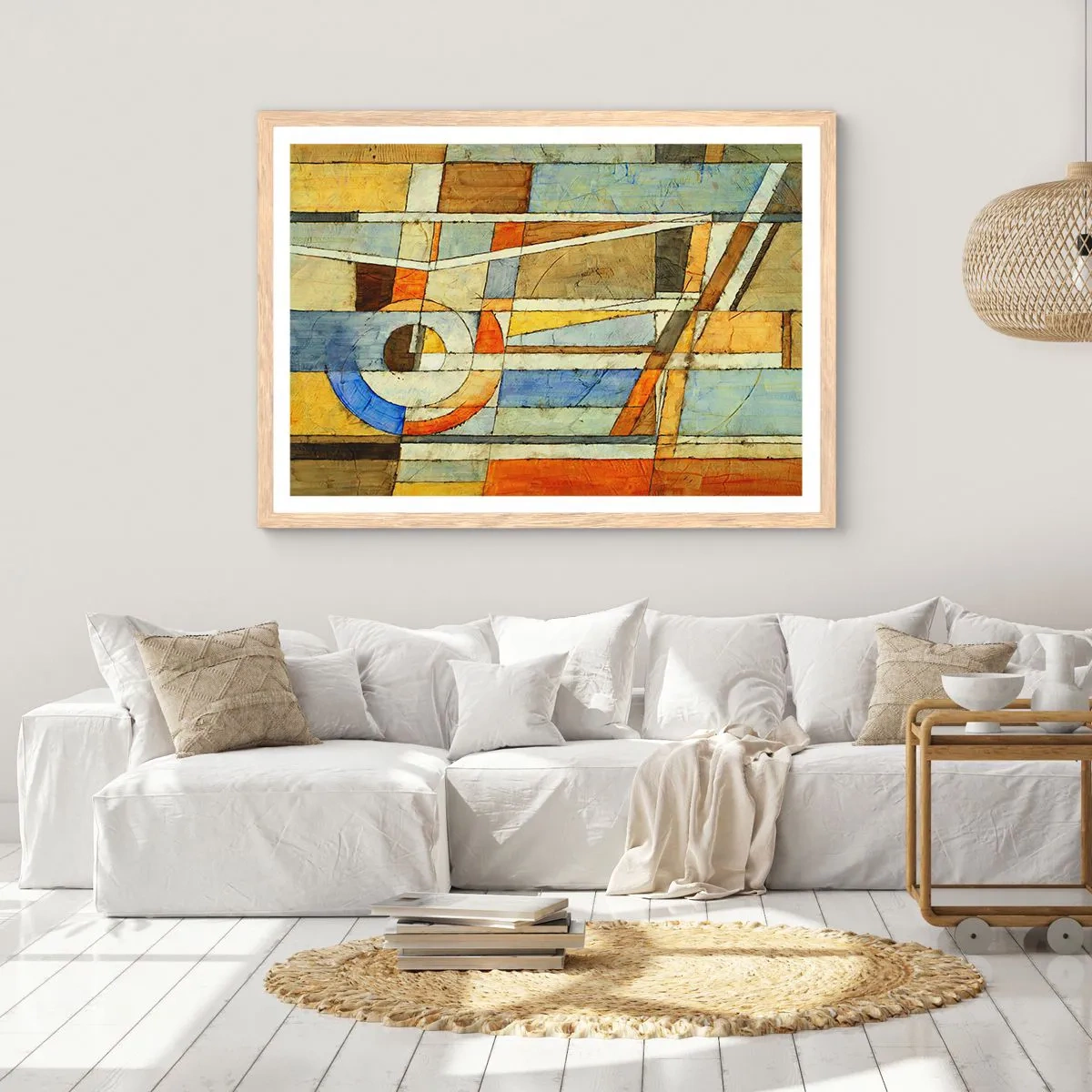 Een poster in een licht eiken lijst - Kubisme op de bouwplaats - 91x61 cm