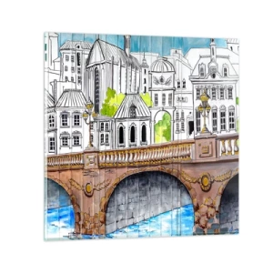 Schilderen op glas - De stad als geschilderd - 60x60 cm