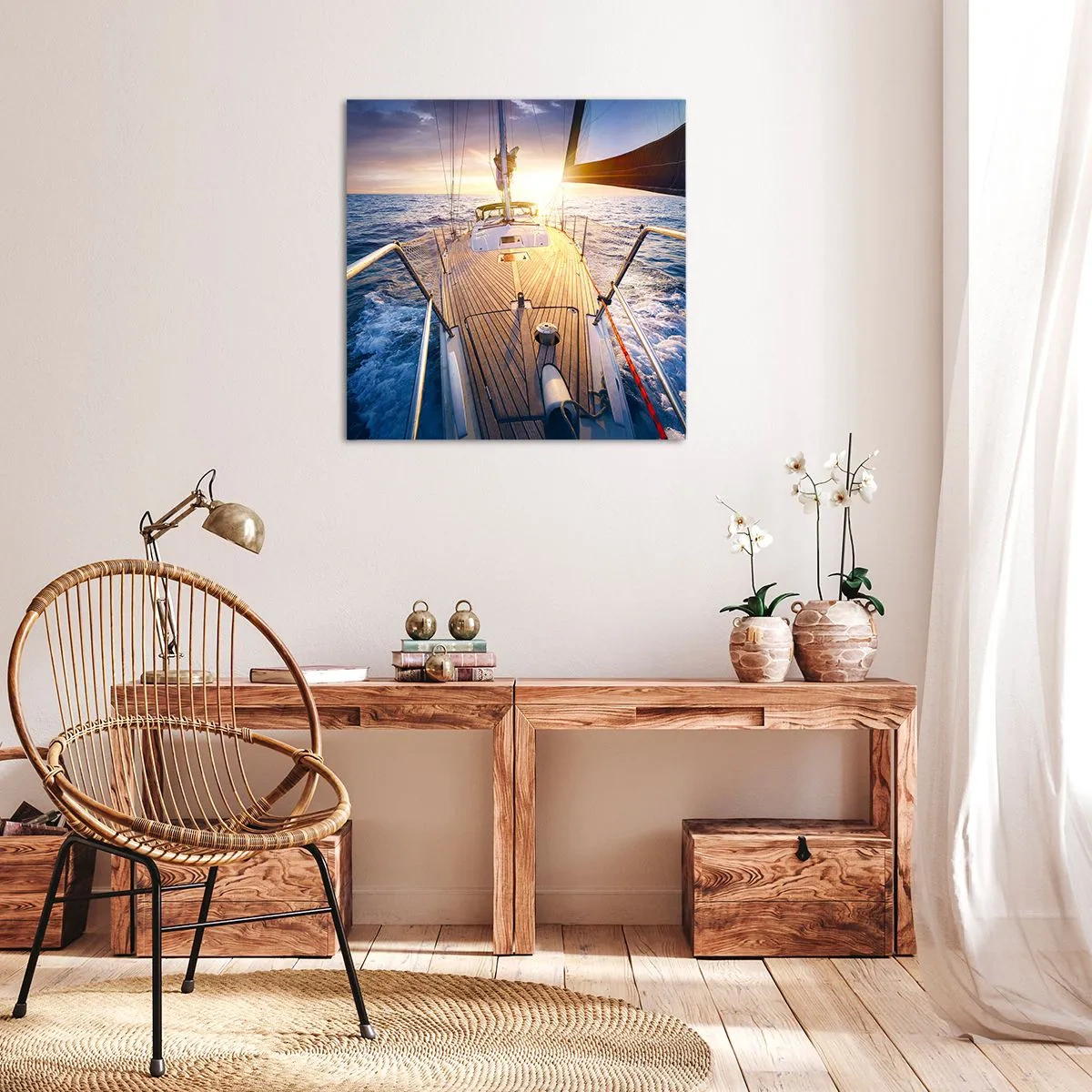 Schilderen op canvas - Lopend op de golven - 50x50 cm