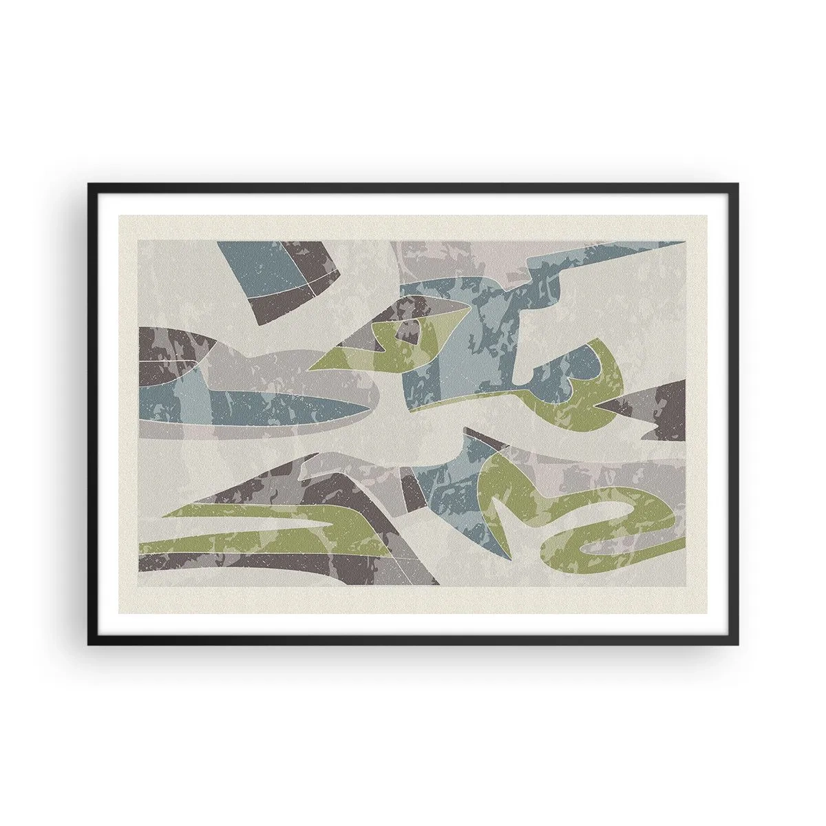 Poster in een zwarte lijst - Compositie achter het glas - 100x70 cm