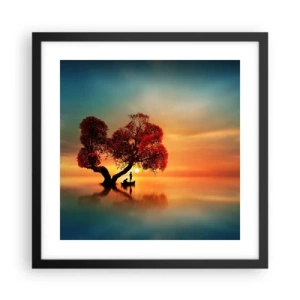 Poster in een zwarte lijst - Afstanders en de stilte van de wereldlozen - 40x40 cm