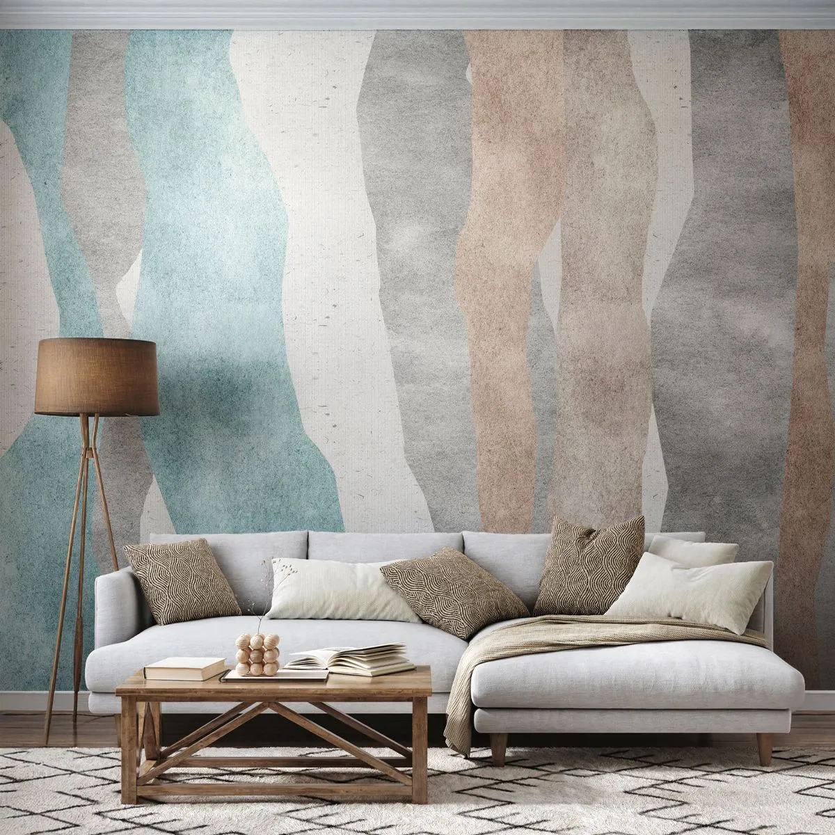 Fotobehang Premium Canvas - Een studie van nabijheid - Pastel, Minimalistisch, Lijnen - 250x175 cm