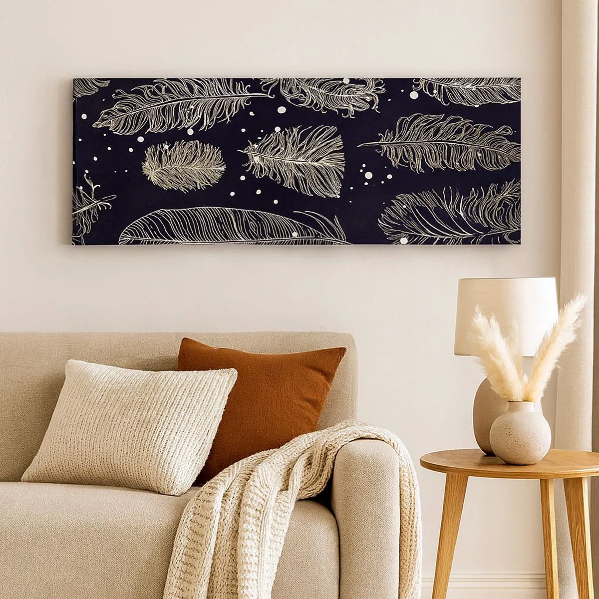 Schilderen op canvas - Gevederde kant - 100x40 cm