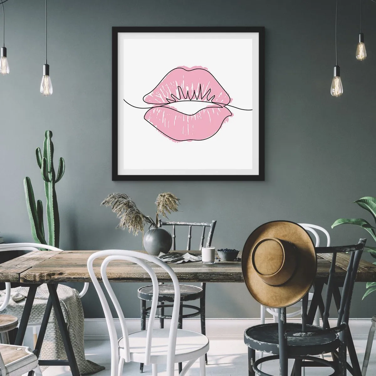 Poster in een zwarte lijst - Klaar om te kussen? - 30x30 cm