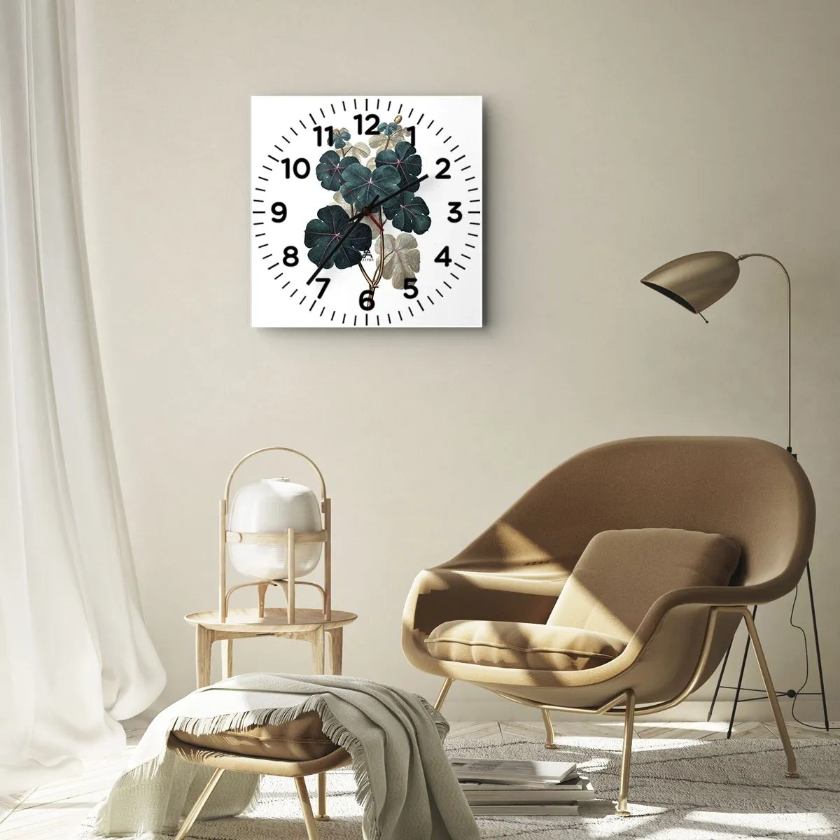 Wandklok - Klok - Uit het oude herbarium - 40x40 cm