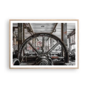 Een poster in een licht eiken lijst - Het geheime leven van de fabriek - 100x70 cm
