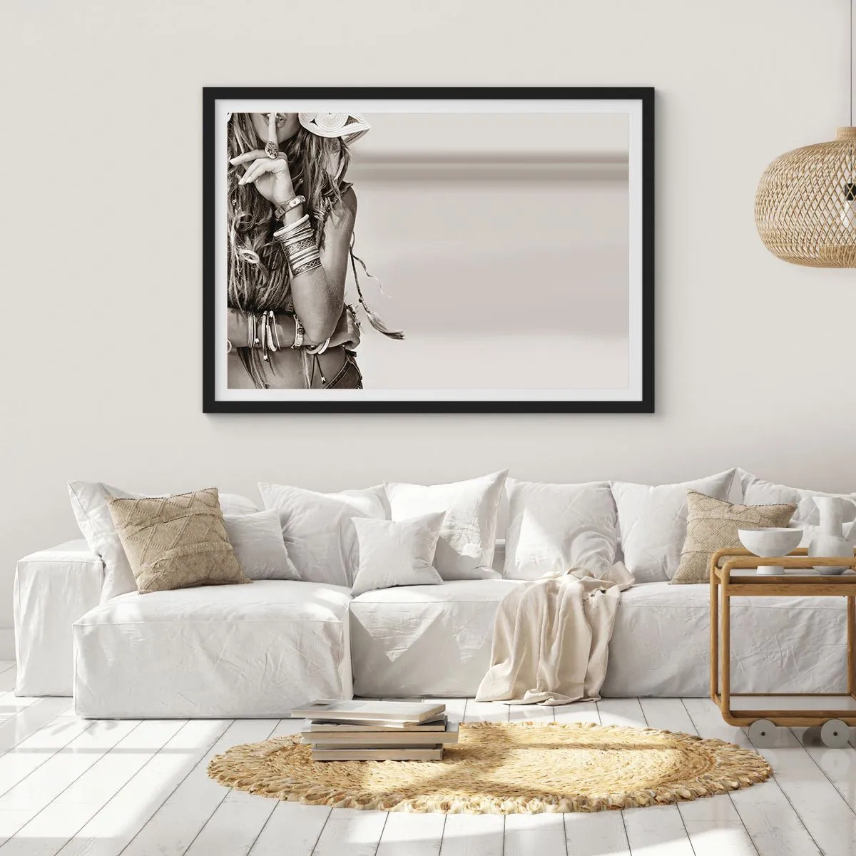 Poster in een zwarte lijst - Waarom een ​​meisje - 70x50 cm