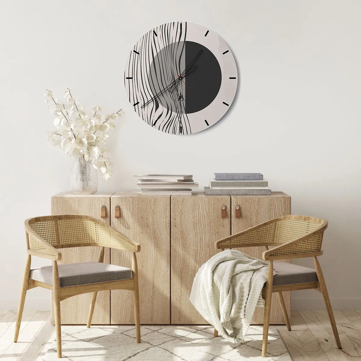 Wandklok - Klok - Halve compositie - 30x30 cm