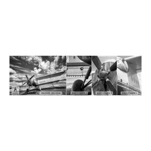 Fotobehang Monster Zelfklevend Deluxe Sticker - Ik kan niet wachten! - Vliegtuig, Vliegtuigen, Zwart en wit - 100x30 cm