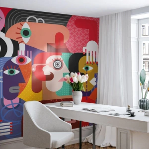 Fotobehang Premium Canvas - Wij zijn van de heer Picasso - Abstractie, Kubisme, Mensen - 500x350 cm