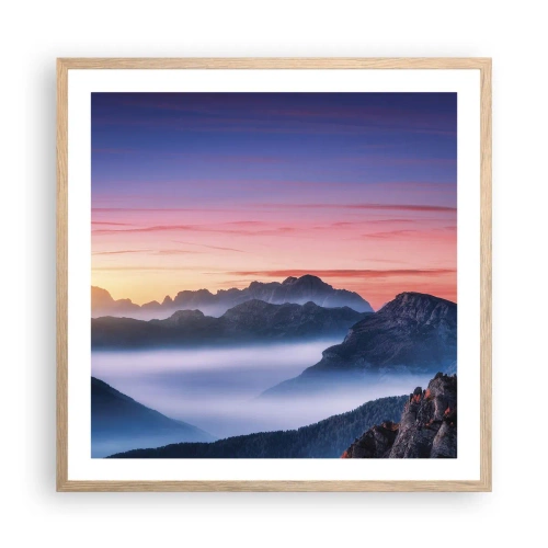 Een poster in een licht eiken lijst - Over de valleien - 60x60 cm