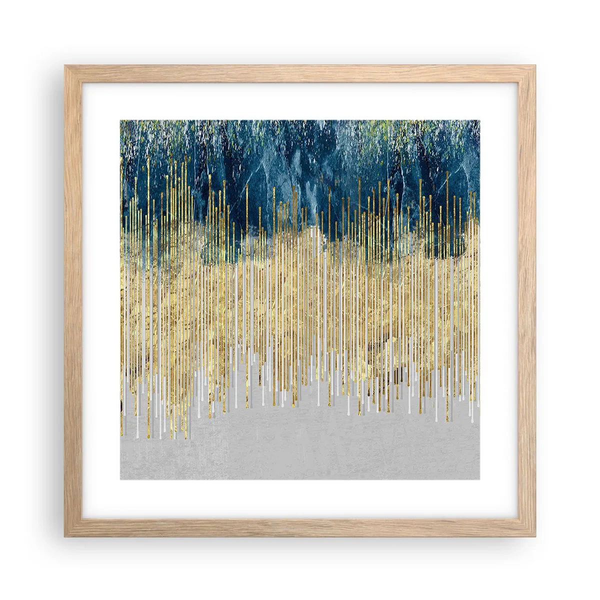 Een poster in een licht eiken lijst - Vergulde grens - 40x40 cm