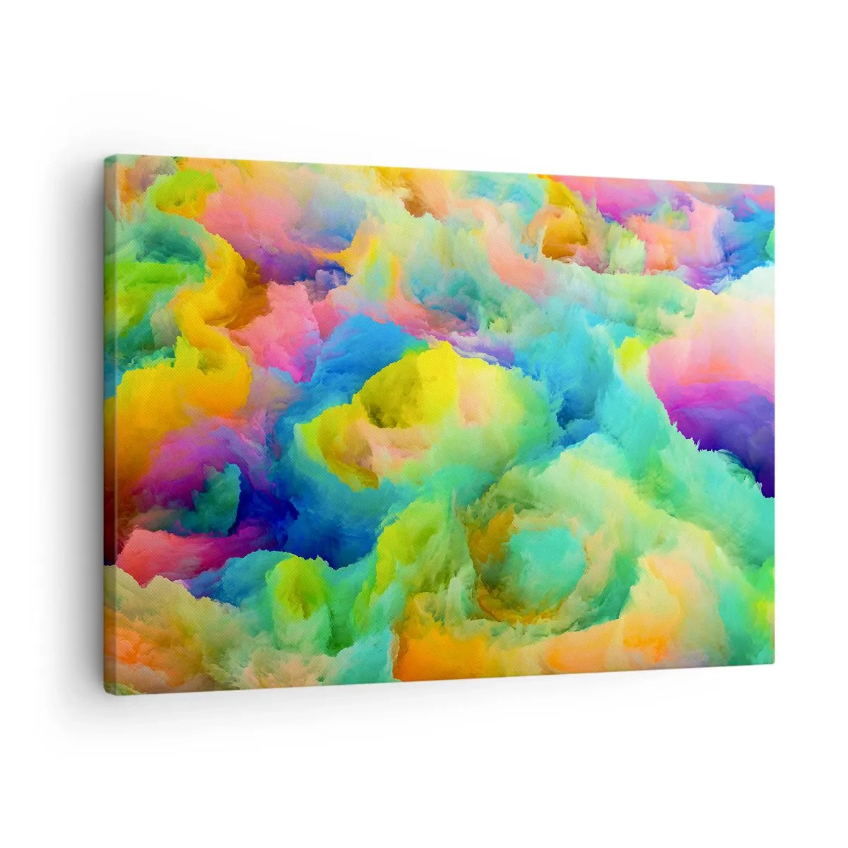 Schilderen op canvas - Abstracte compositie in regenboogkleuren - 70x50cm - Regenboog dons - Moderne wanddecoratie voor woonkamer en slaapkamer ARTTOR