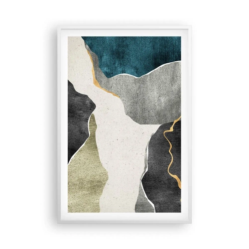 Poster in een witte lijst - Mozaïekcompositie met gouddraad - 61x91 cm