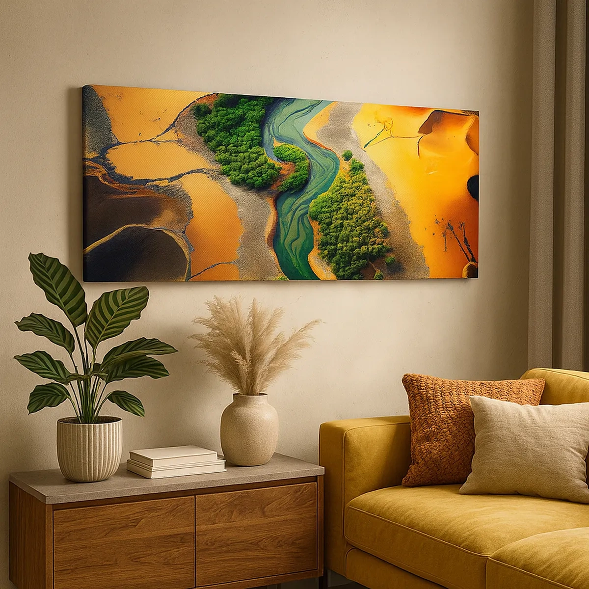 Schilderen op canvas - Levengevende rivier - 30x30 cm