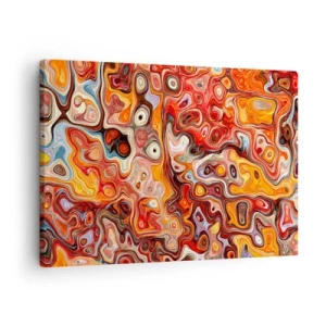 Schilderen op canvas - Een abstracte compositie in warme tinten rood, oranje en geel. - 70x50cm - Als de noten gesmolten zijn in honing - Moderne wanddecoratie voor woonkamer en slaapkamer ARTTOR