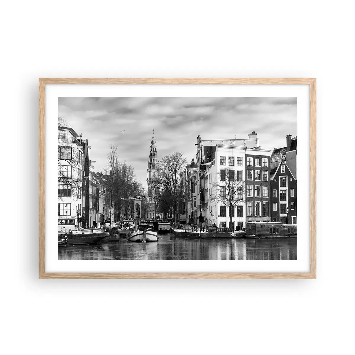 Een poster in een licht eiken lijst - Amsterdamse sferen - 70x50 cm