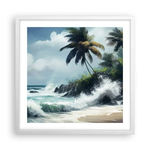 Poster in een witte lijst - Op een tropische kust - 50x50 cm