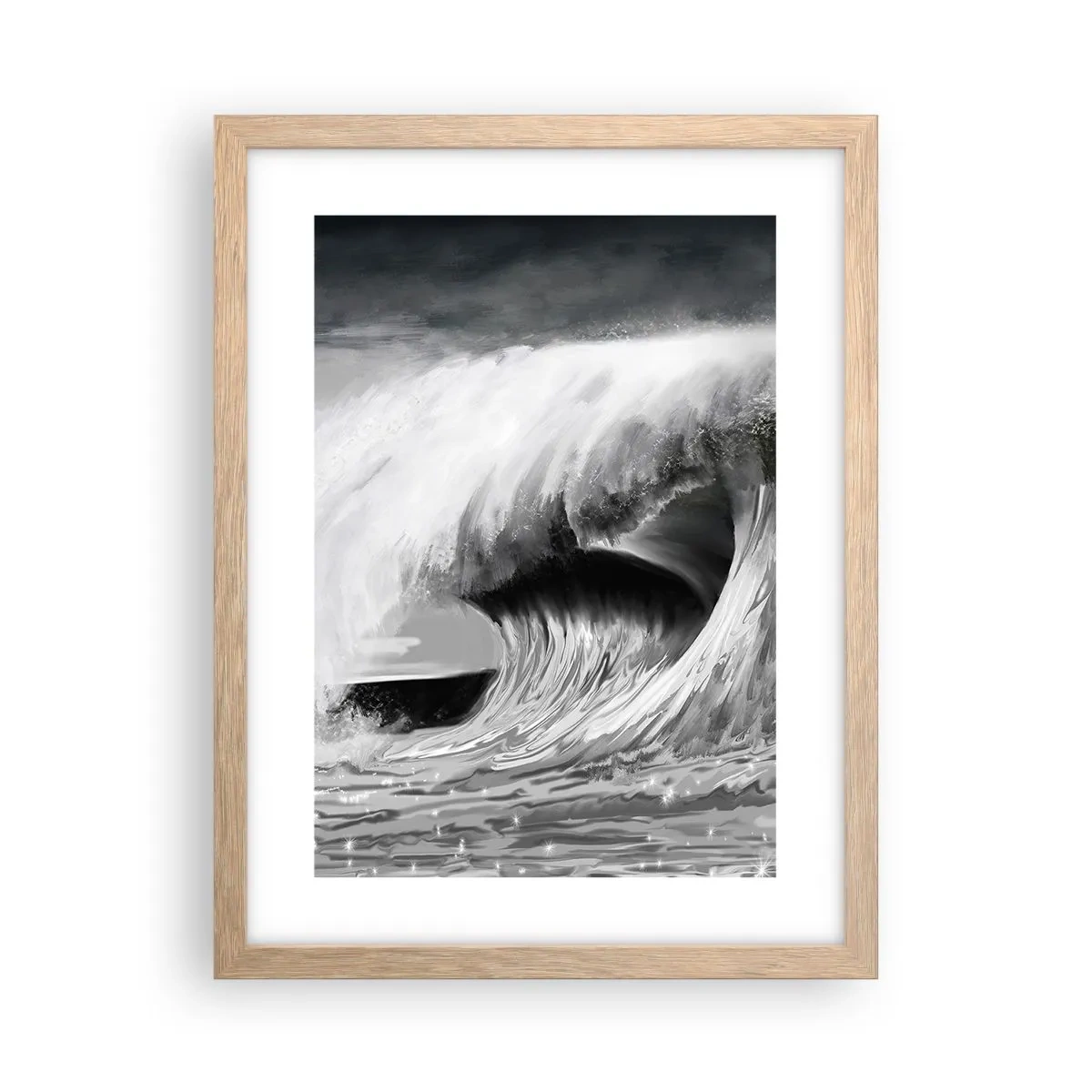 Een poster in een licht eiken lijst - De woede van de oceaan - 30x40 cm