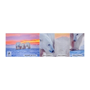 Fotobehang Monster Premium Canvas - Familie warmte is genoeg - Dieren, Ijsbeer, Sneeuw - 100x30 cm