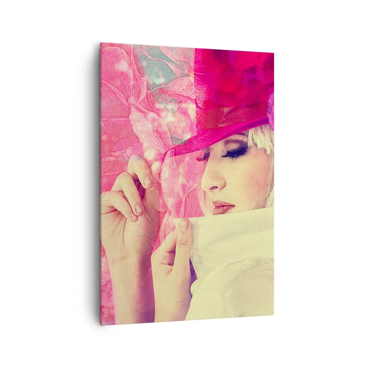 Schilderen op canvas - Retro portret in een roze mist - 70x100 cm