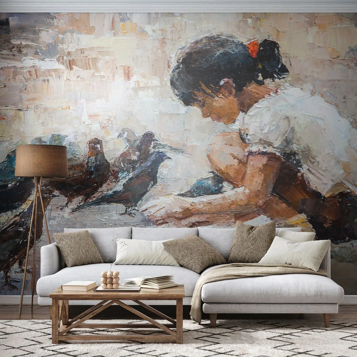 Fotobehang Premium Canvas - De kleintjes en de leukste - Meisje, Squab, Voor kinderen - 250x175 cm