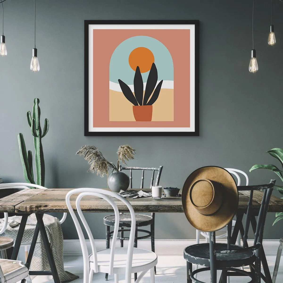 Poster in een zwarte lijst - Kleine geneugten - 40x40 cm