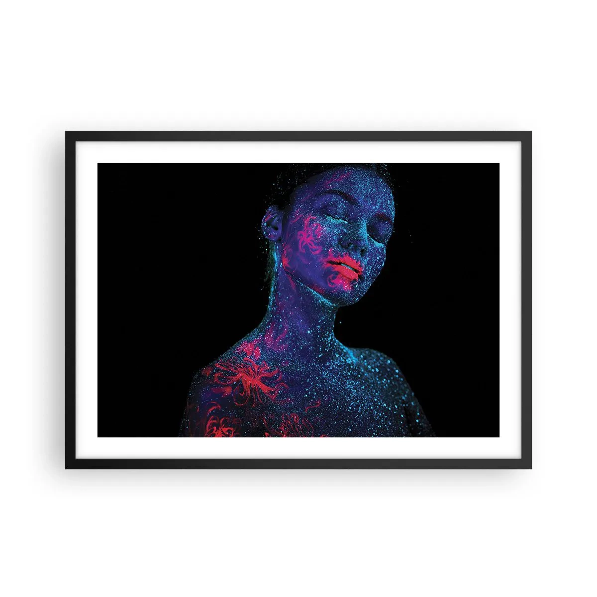 Poster in een zwarte lijst - in sterrenstof - 70x50 cm