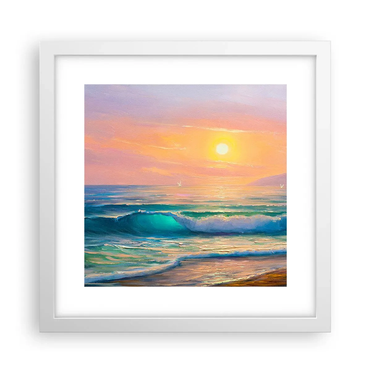 Poster in een witte lijst - Een turquoise lied van de golven - 30x30 cm