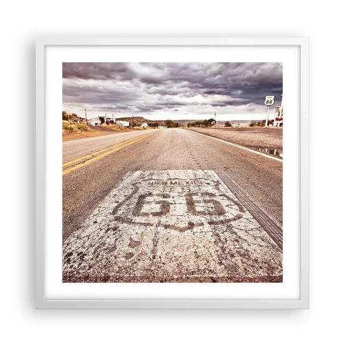 Poster in een witte lijst - Mother Road - een Amerikaanse legende - 50x50 cm