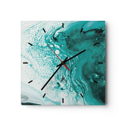 Wandklok - Klok - Versmelten in wit en turkoois - 30x30 cm