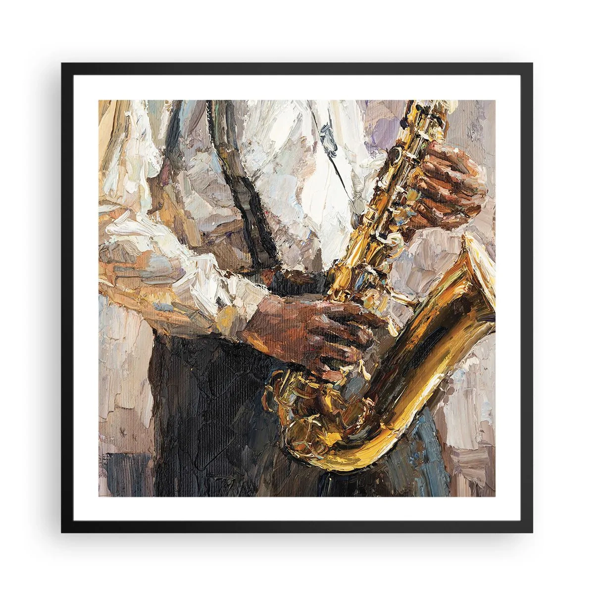 Poster in een zwarte lijst - Tijd om te solo te spelen - 60x60 cm