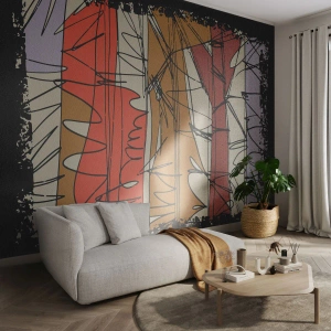 Zelfklevend Fotobehang Deluxe Sticker - Spontane compositie - Abstractie, Deel, Krabbels - 100x70 cm