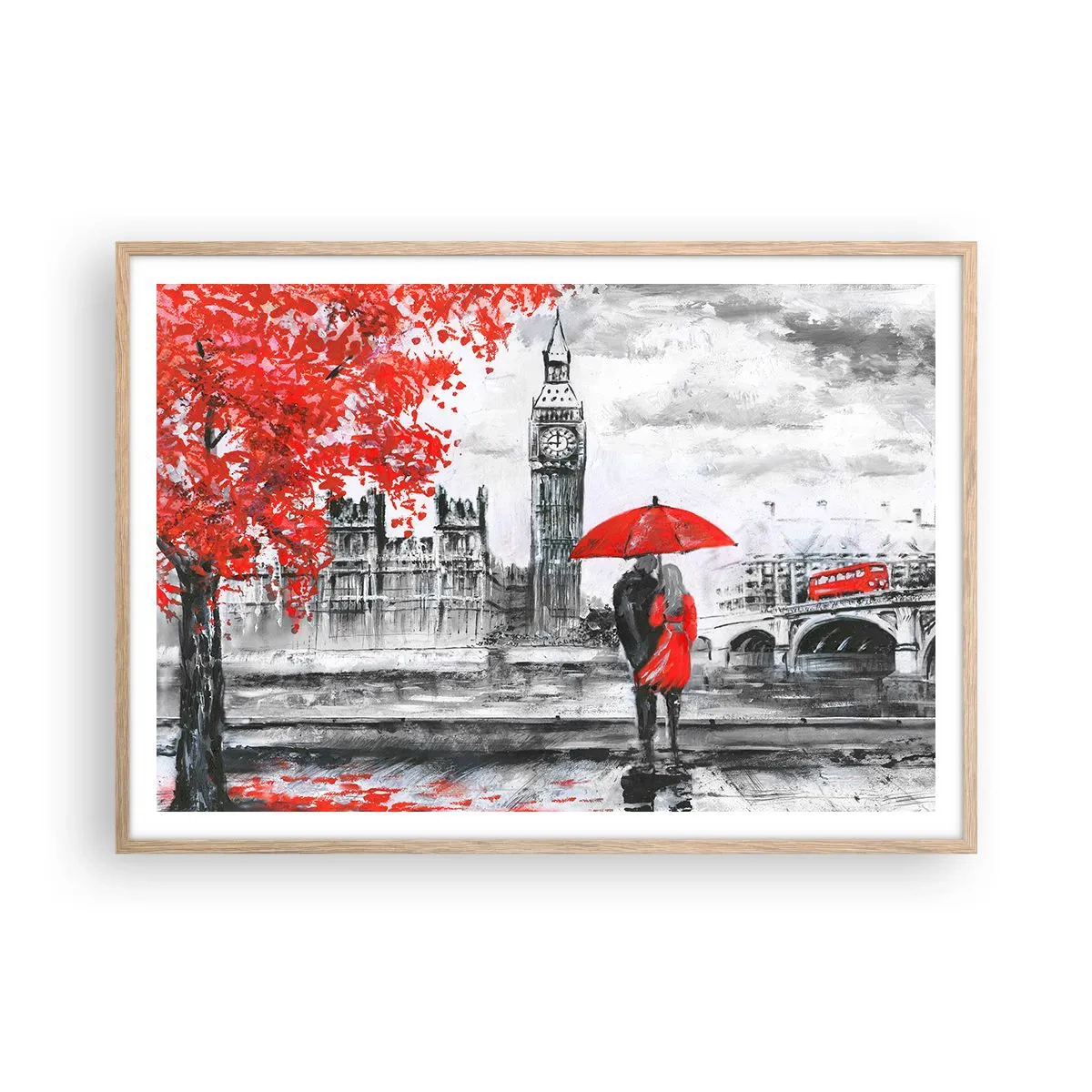Een poster in een licht eiken lijst - Verliefd op Londen - 100x70 cm
