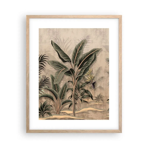 Een poster in een licht eiken lijst - Een gravure in koloniale stijl - 40x50 cm