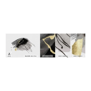 Fotobehang Monster Zelfklevend Deluxe Sticker - In zwart en goud - Abstractie, Deel, Grafisch - 100x30 cm