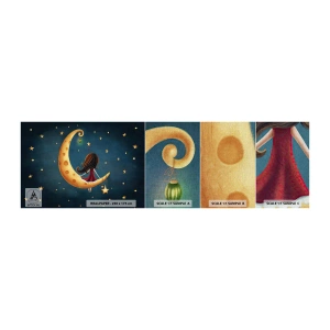 Fotobehang Monster Premium Canvas - Een keer… - Voor kinderen, Meisje, Maan - 100x30 cm