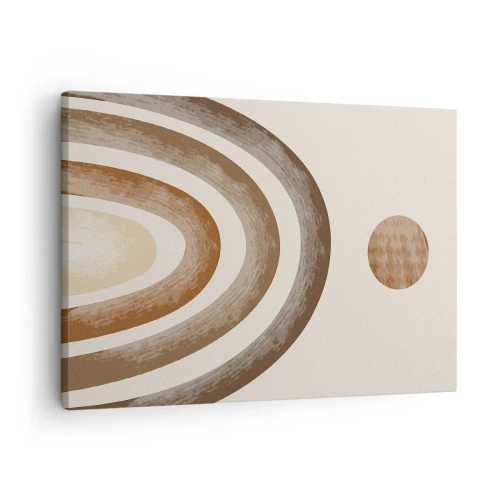 Schilderen op canvas - Geometrisch planetair motief in tinten bruin - 70x50cm - In een sterrenstelsel ver, ver weg - Moderne wanddecoratie voor woonkamer en slaapkamer ARTTOR