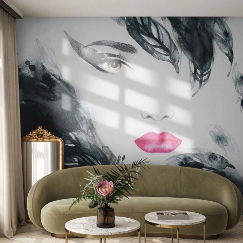 Fotobehang op maat Zelfklevend Deluxe Sticker - Aandacht! Femme fatale - Abstractie, Het gezicht van de vrouw, Portret van een vrouw