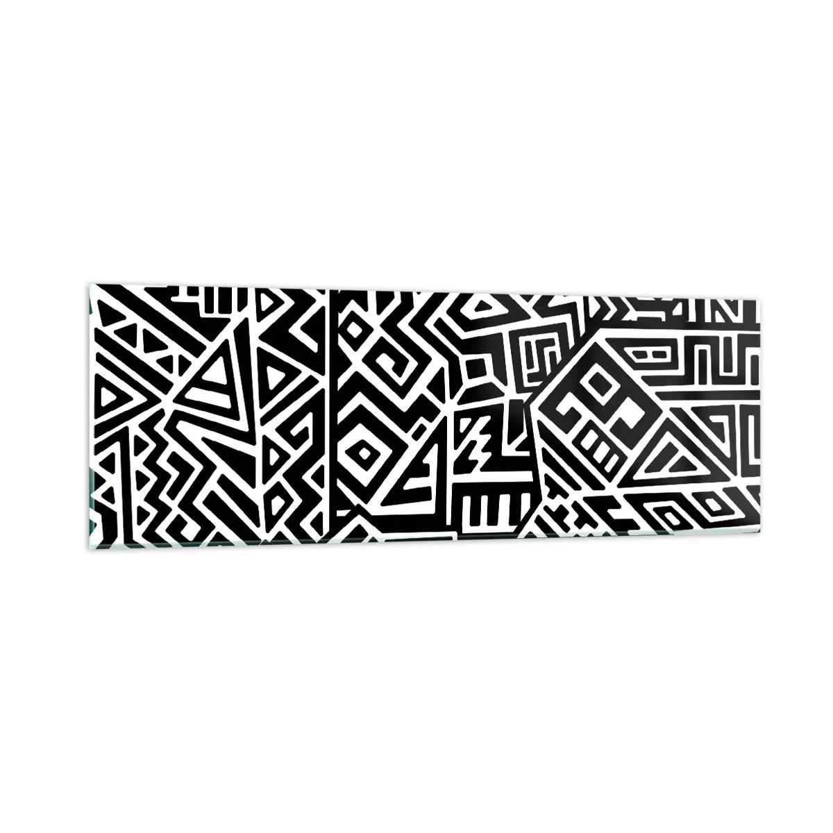 Schilderen op glas - Pre-Columbiaanse compositie - 90x30 cm
