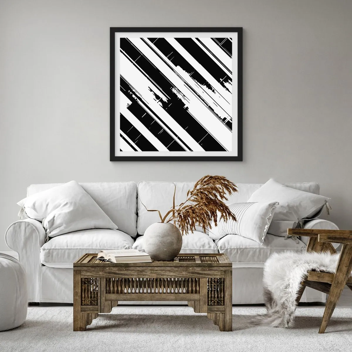 Poster in een zwarte lijst - Een intense en dynamische compositie - 60x60 cm