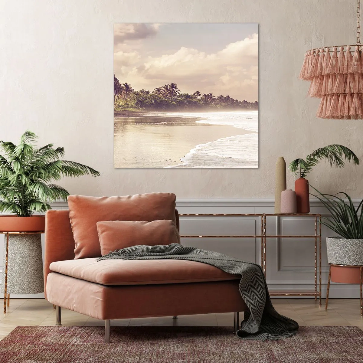 Schilderen op canvas - De streling van de golven - 70x70 cm