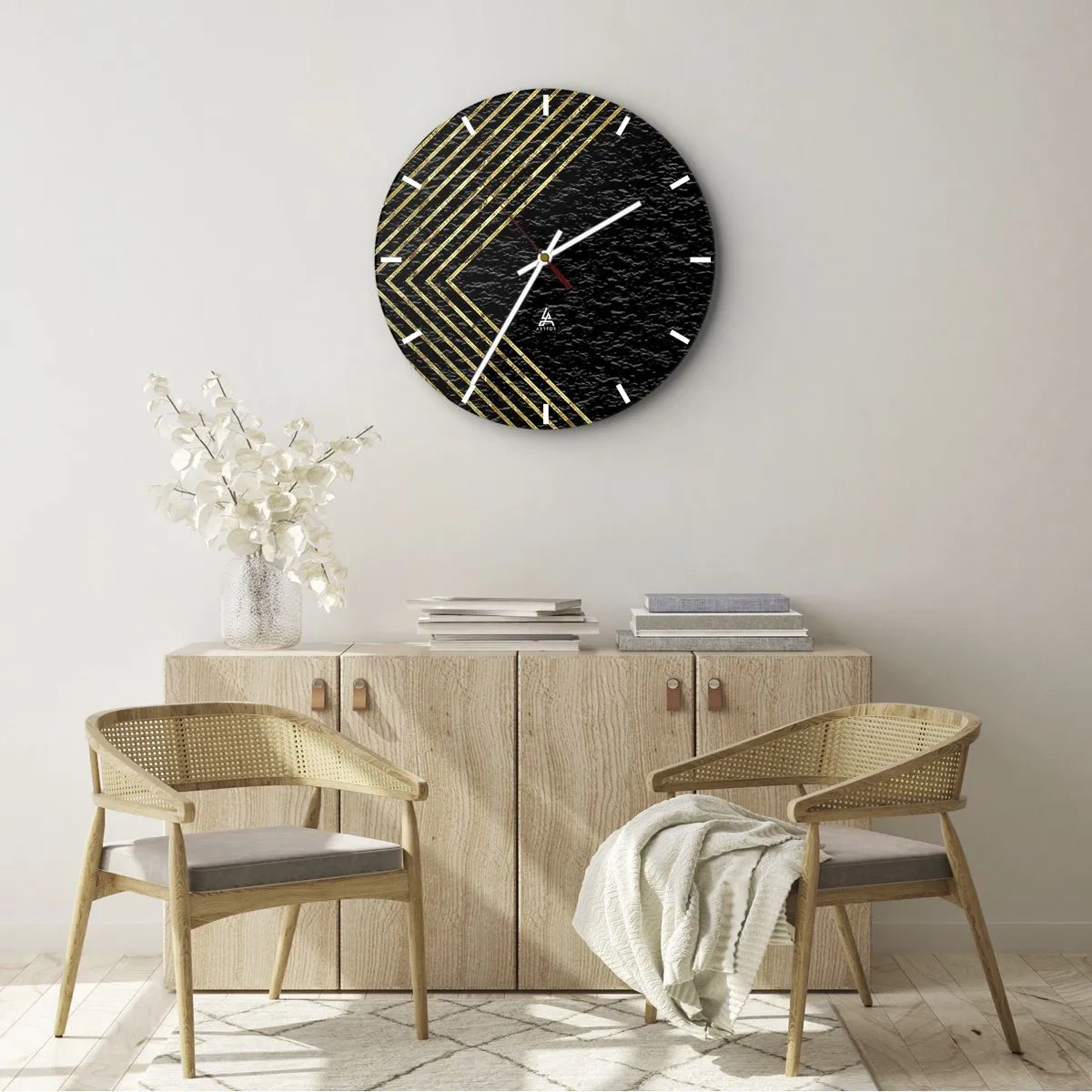 Wandklok - Klok - Geometrie in glamoureuze stijl - 40x40 cm