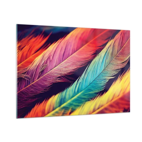 Schilderen op glas - Gevederde regenboog - 100x70 cm