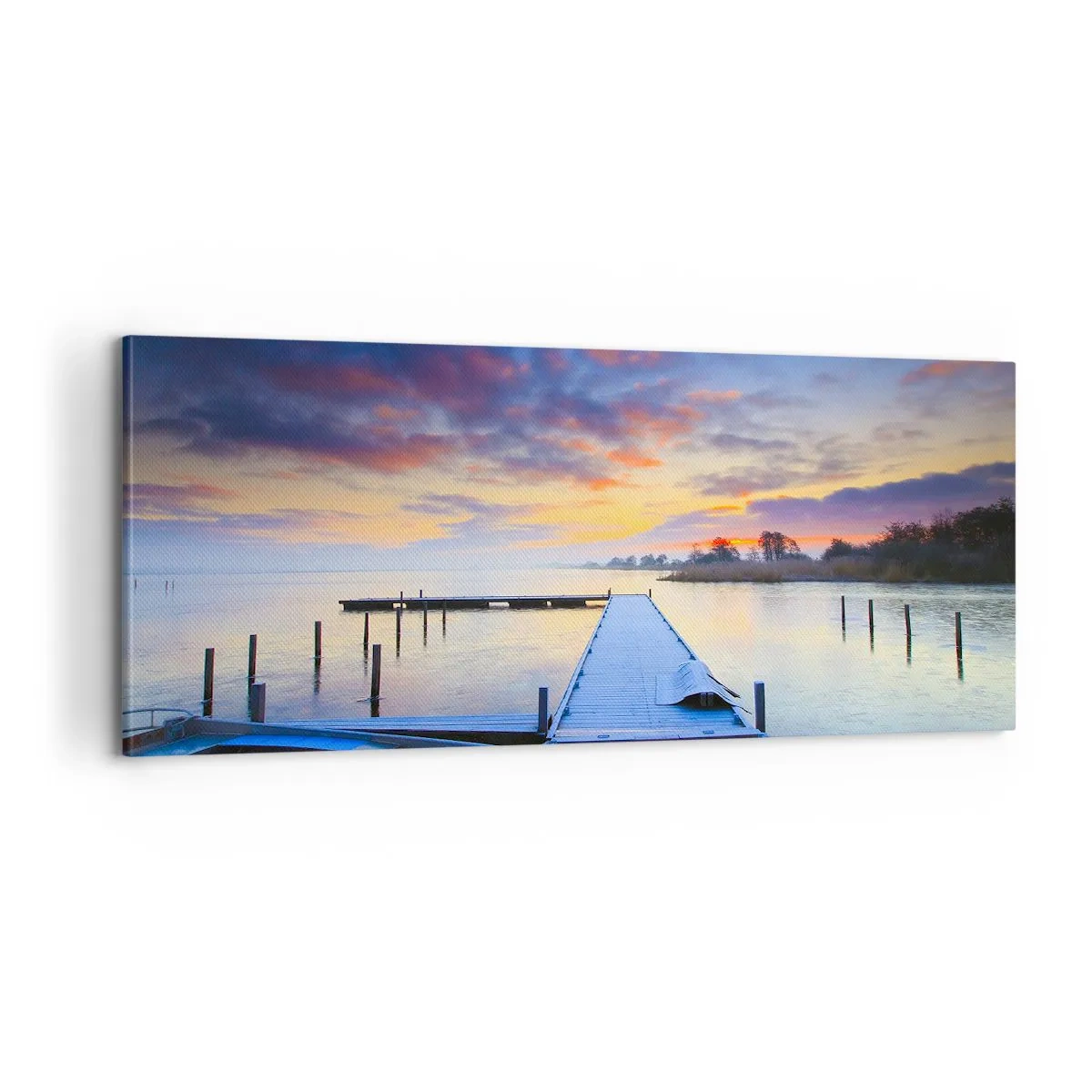 Schilderen op canvas - Violet-gouden kalmte - 100x40 cm
