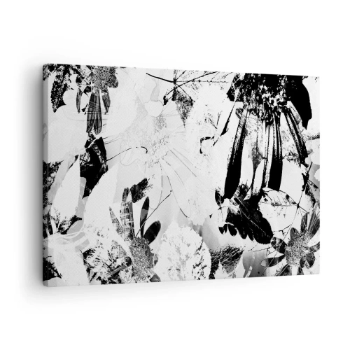 Schilderen op canvas - Zwart-witte abstracte bloemen in een minimalistische stijl - 70x50cm - Herfst in cameralens - Moderne wanddecoratie voor woonkamer en slaapkamer ARTTOR