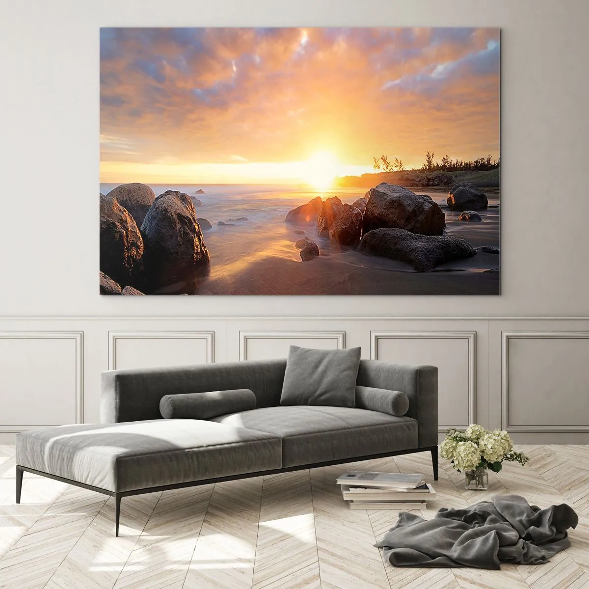 Schilderen op glas - Lichtgevende bries van de avond - 100x70 cm
