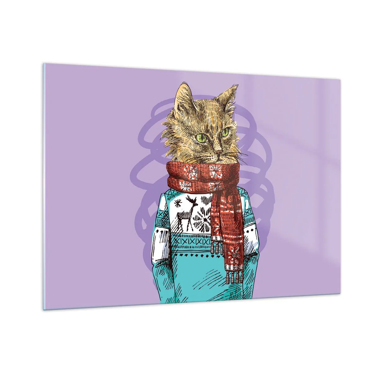 Schilderen op glas - De kat niet alleen in schoenen - 100x70 cm