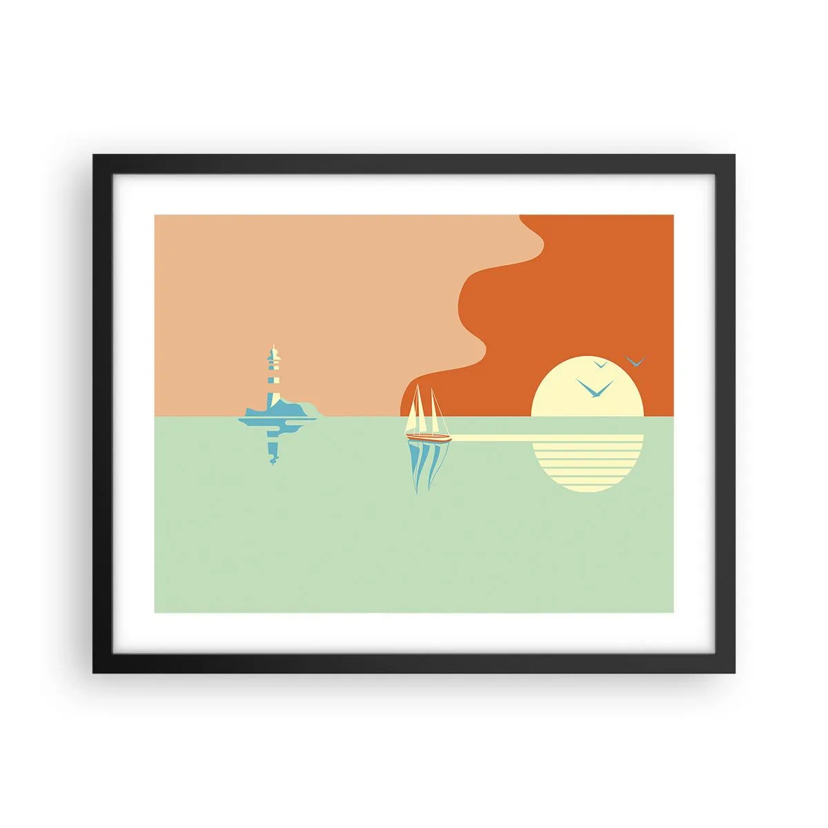 Poster in een zwarte lijst - Het perfecte zeelandschap - 50x40 cm