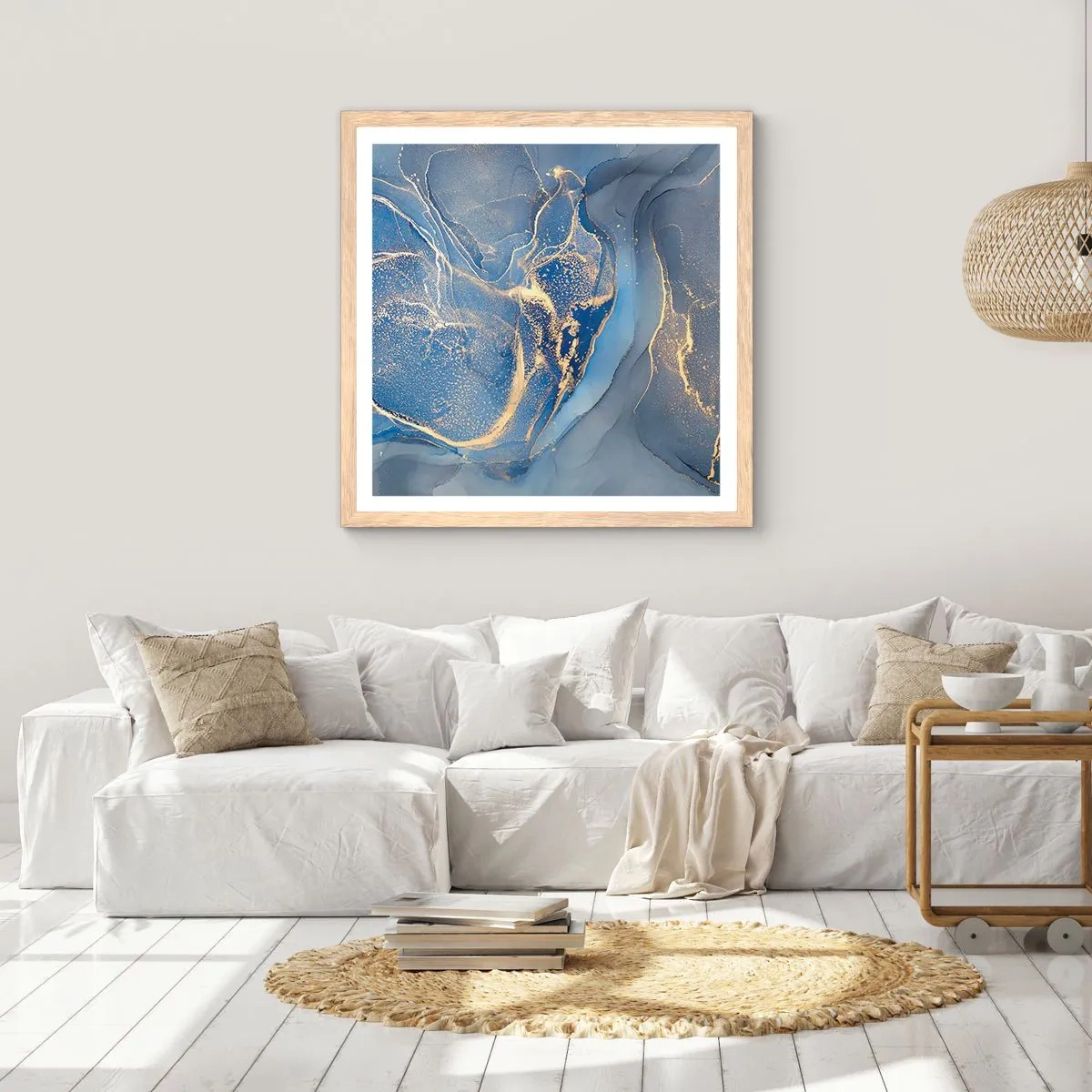 Een poster in een licht eiken lijst - Goudstof - 40x40 cm